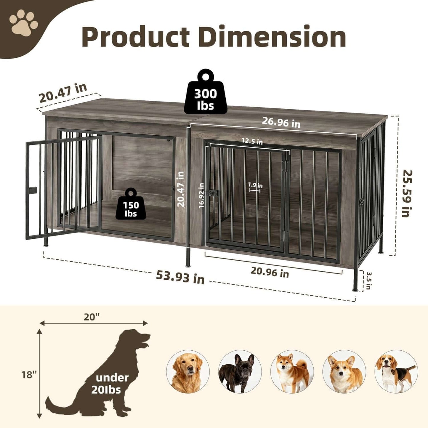 dog crate furniture rustic finish in farmhouse style room