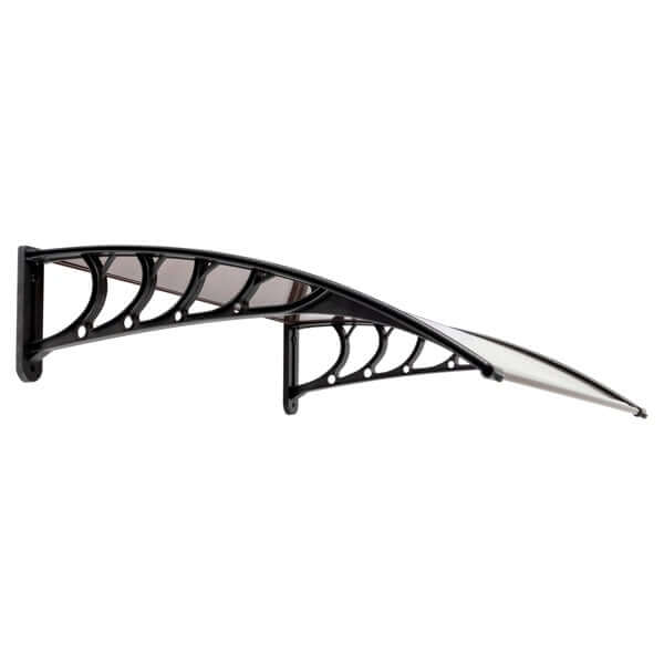 Door Canopy – Polycarbonate Eaves Awning with black frame, providing rain protection and UV ray blockage for entryways.