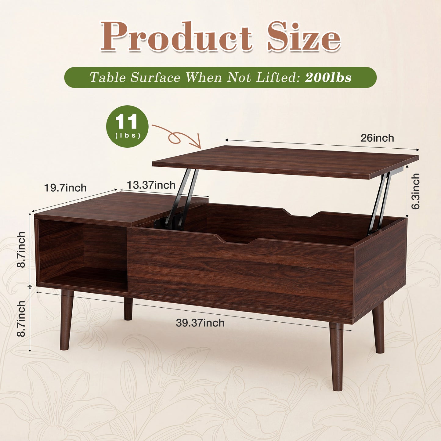 Lift Top Coffee Table with Storage | Desk Coffee Table