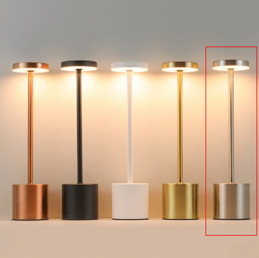 TouchGlow LED table lamps in various colors with touch sensor design, offering warm light and modern style.