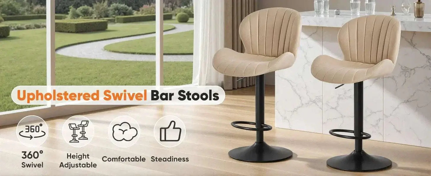 Elegant Swivel Dining Chairs Set of 2 with curved backs and swivel bases in a minimalist dining setting