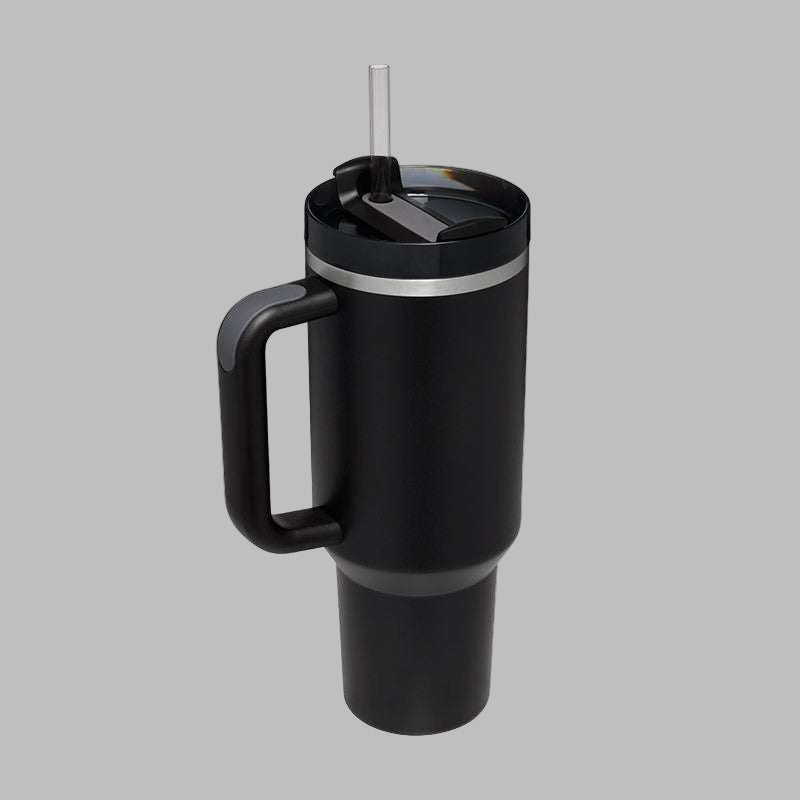 40 oz insulated modern tumbler 40 oz with handle and straw in pastel black color