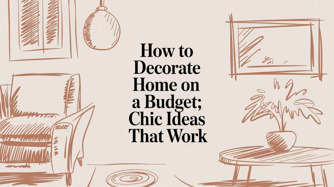 Illustration for article on how to decorate home on a budget, featuring chic and affordable interior design ideas.