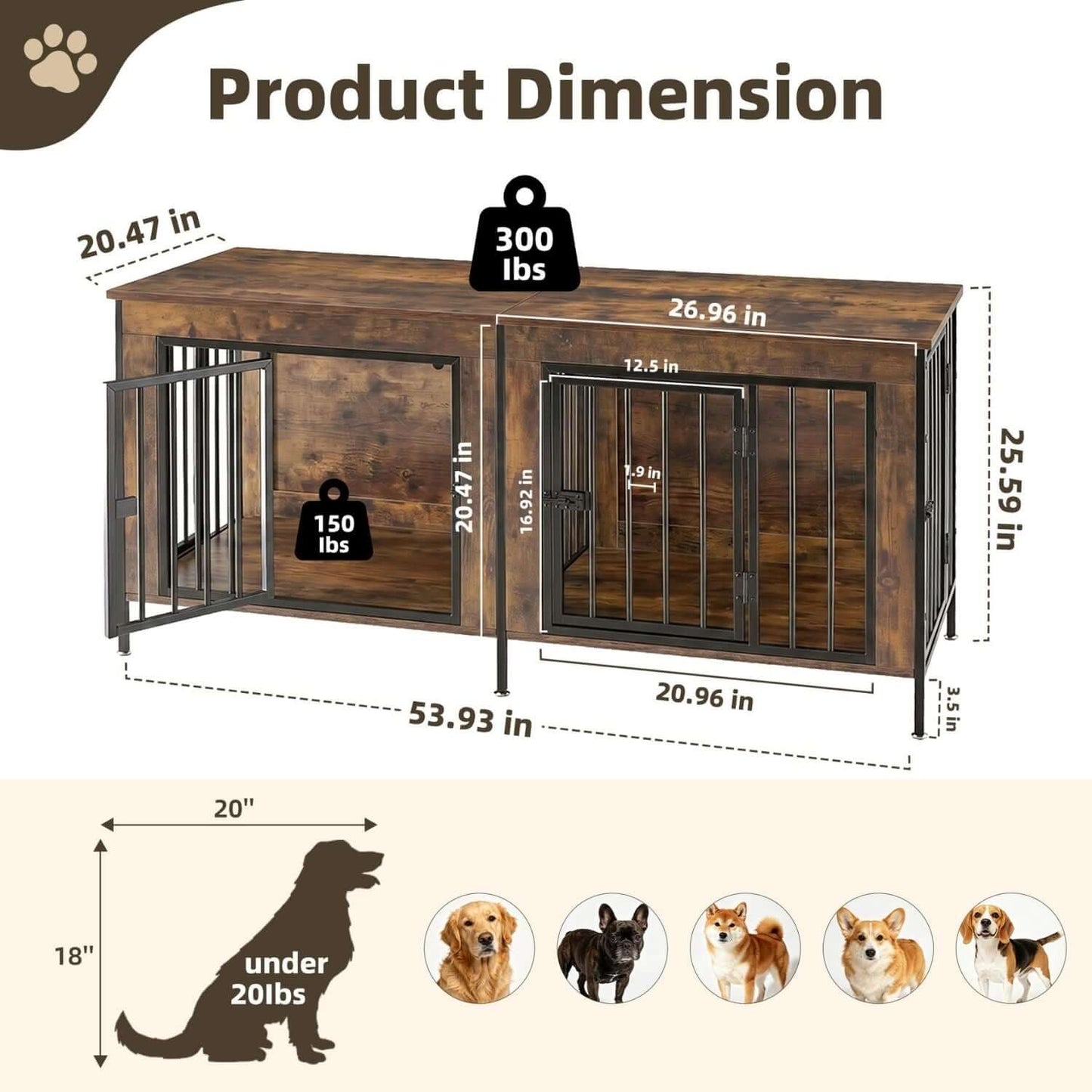 dog crate furniture heavy duty iron bar frame detail close-up