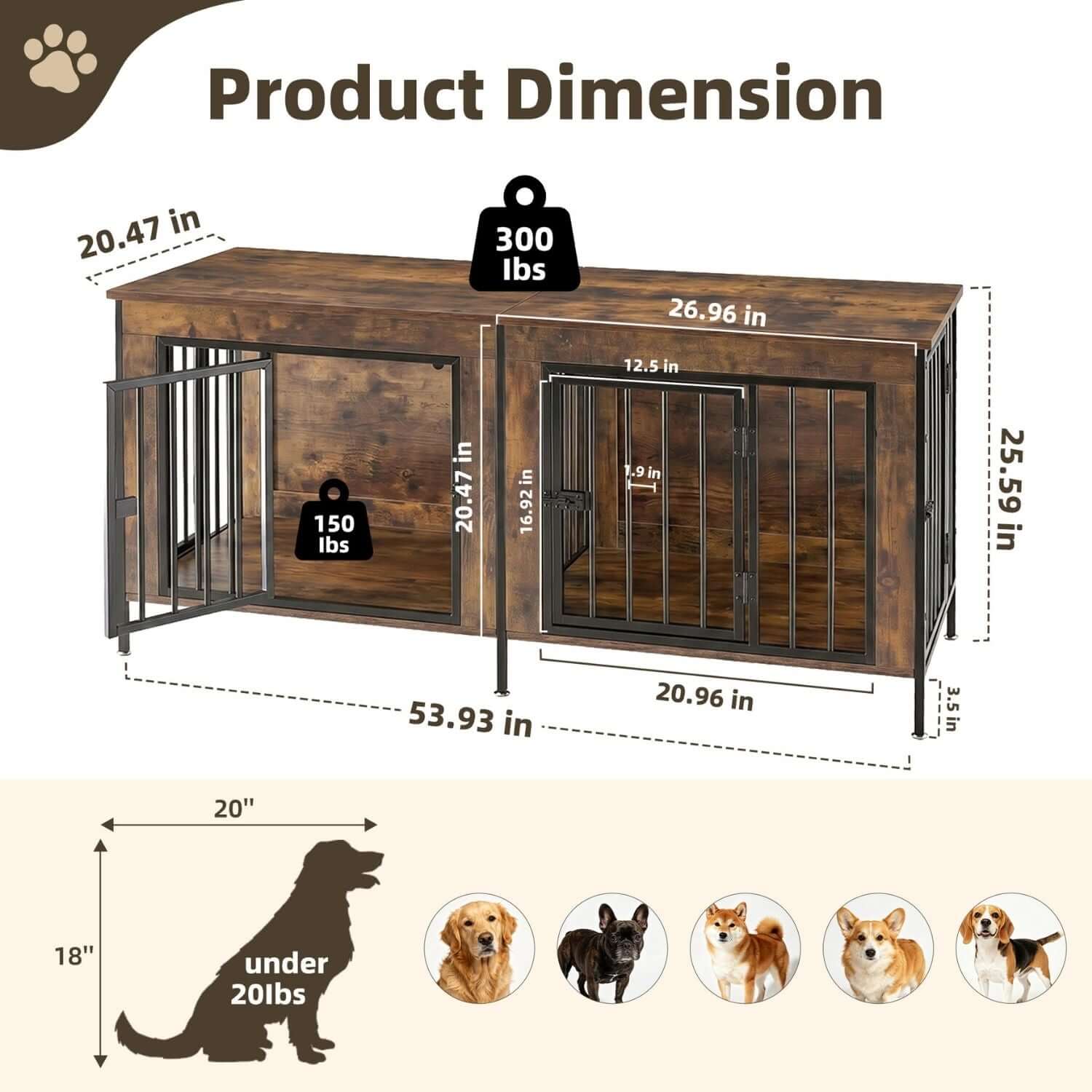 dog crate furniture heavy duty iron bar frame detail close-up