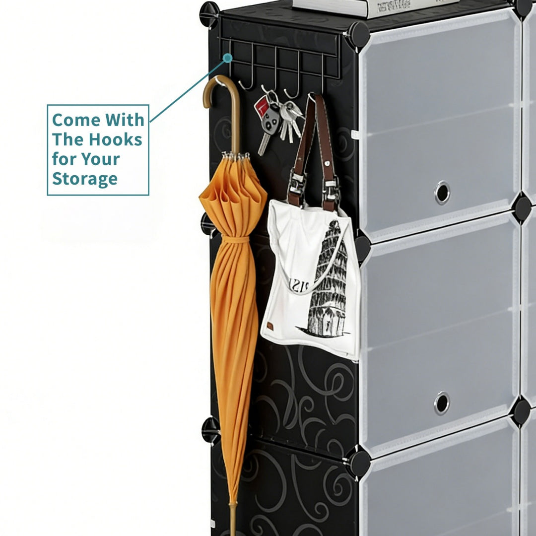 Shoe storage cabinet with door assembly parts tools and step-by-step instruction manual