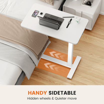 mobile laptop desk with adjustable height in white finish for home office