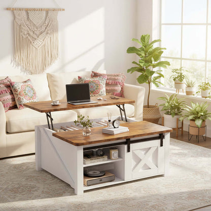 lift top coffee table black square footprint angled view