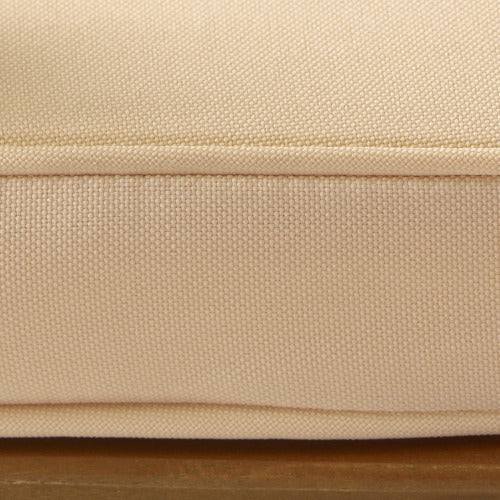 Close-up of cream cushion fabric on Rocking Comfort Chair Natural Oak with acacia wood base