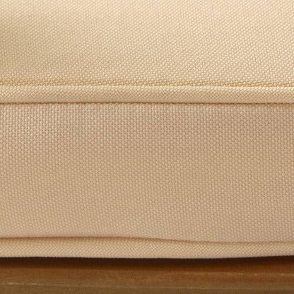 Close-up of cream cushion fabric on Rocking Comfort Chair Natural Oak with acacia wood base