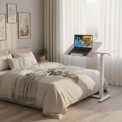 adjustable rolling laptop desk — side angle view