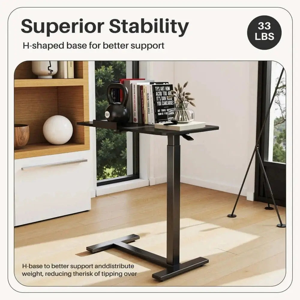 adjustable rolling laptop desk — H-base under bed clearance