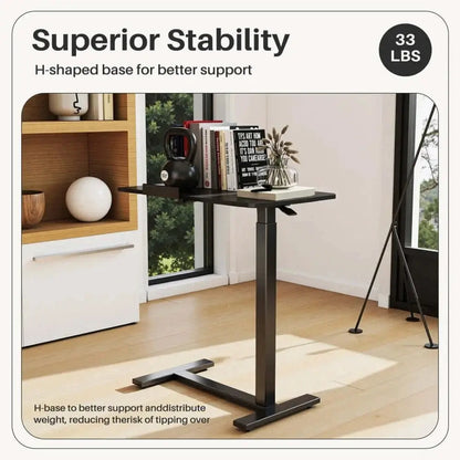 adjustable rolling laptop desk — H-base under bed clearance