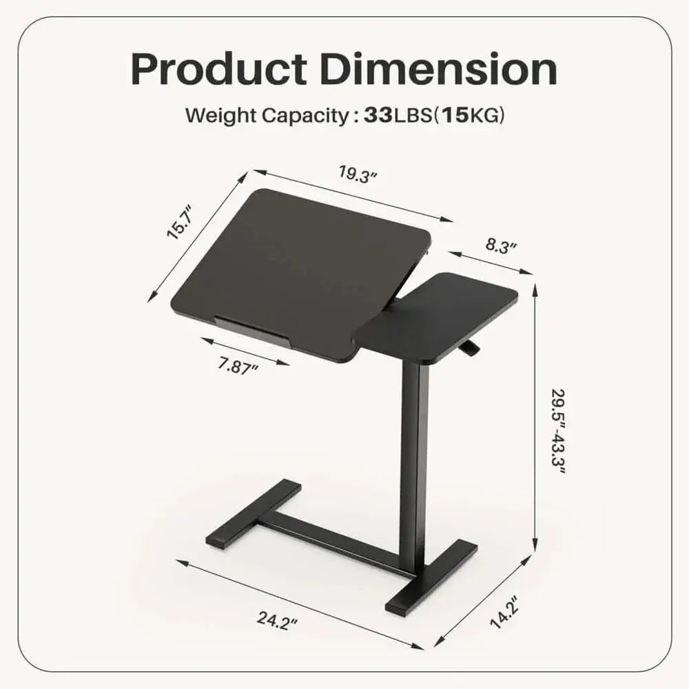 adjustable rolling laptop desk — tilt mechanism detail