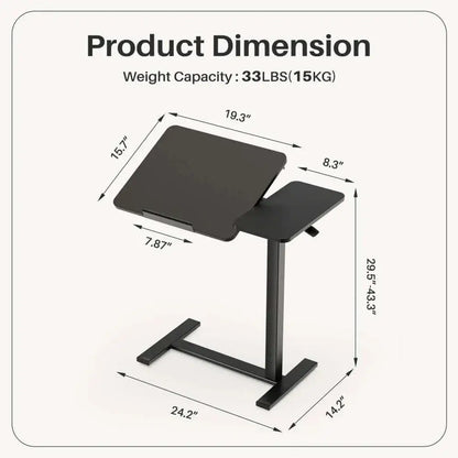 adjustable rolling laptop desk — tilt mechanism detail