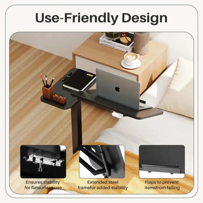 adjustable rolling laptop desk — black color bedroom setup