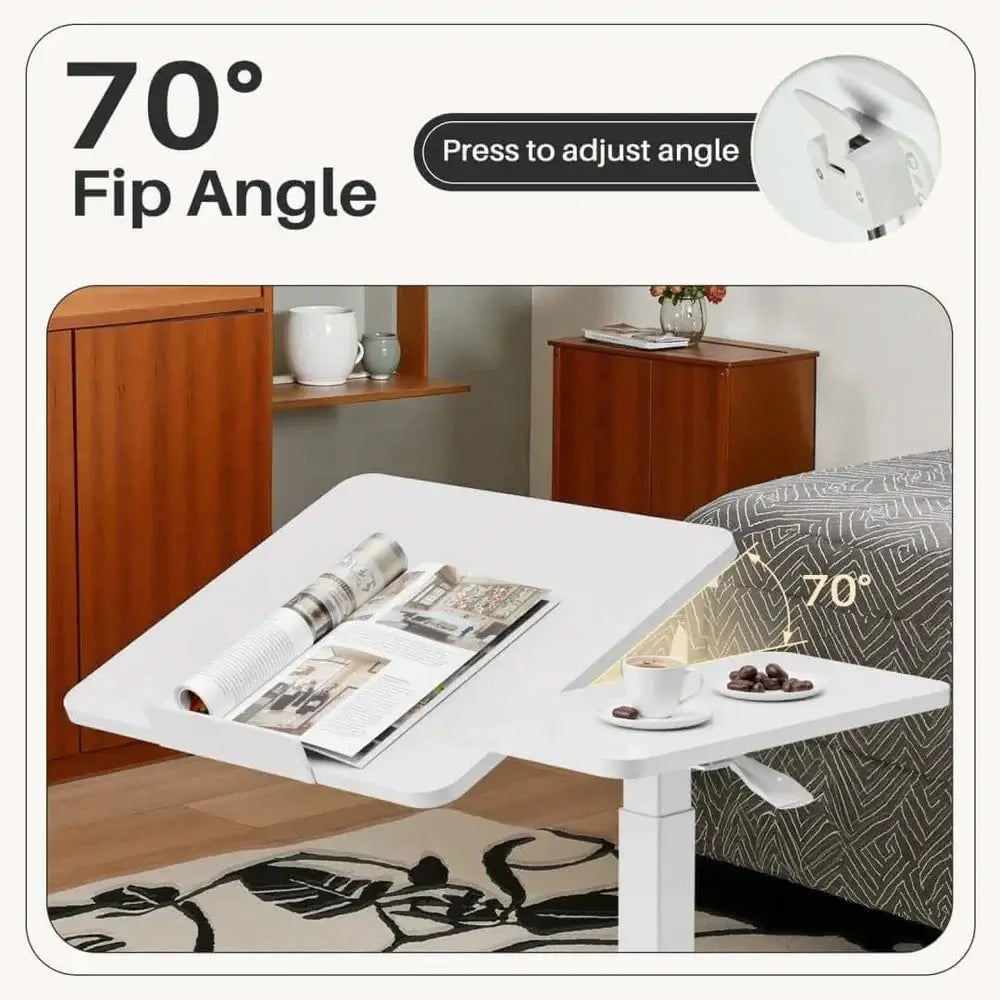 adjustable rolling laptop desk — safety latch close-up