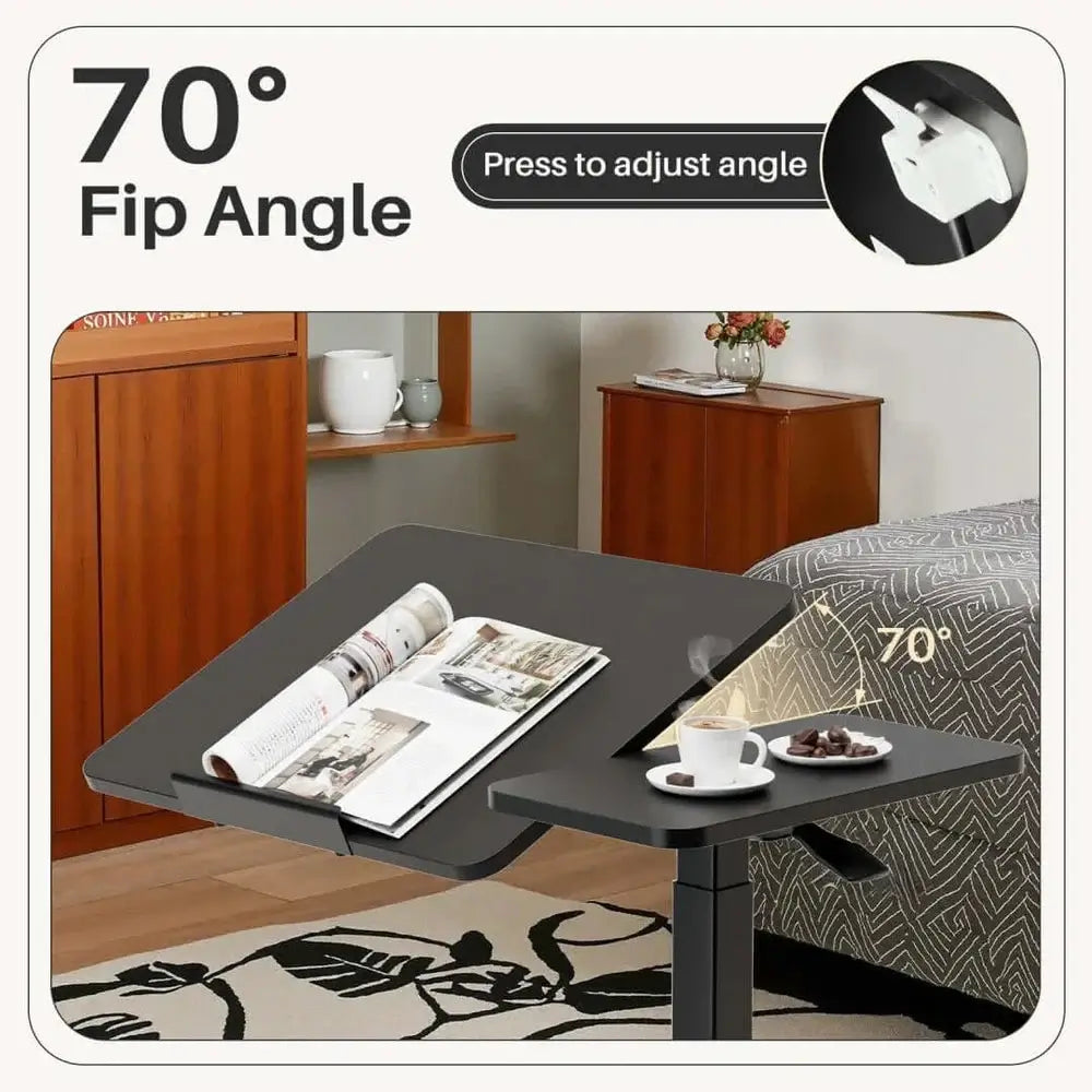 adjustable rolling laptop desk — white color lifestyle