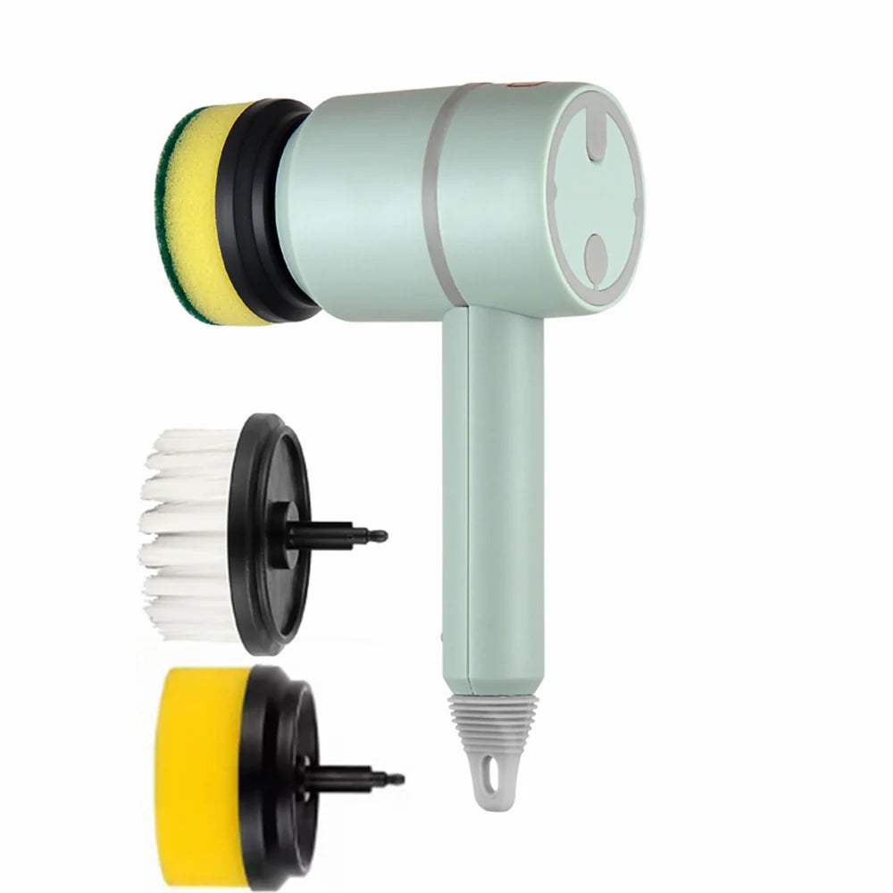 Magic Clean Electric Scrubber with interchangeable brush heads for versatile cleaning tasks