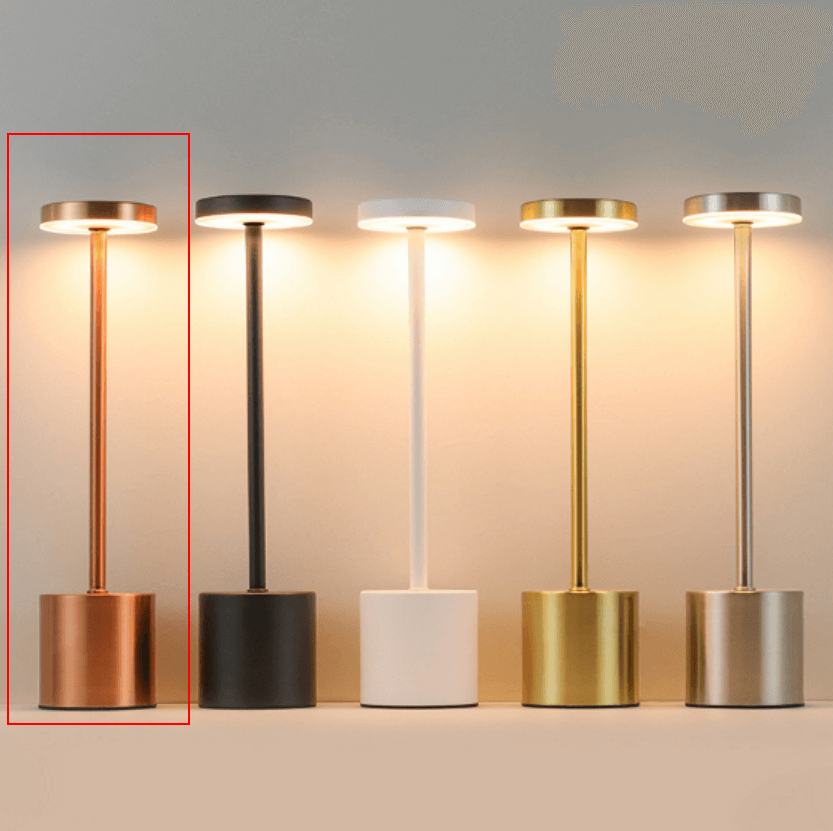 TouchGlow LED table lamps in various colors with touch sensor design, showcasing energy-efficient and modern style.