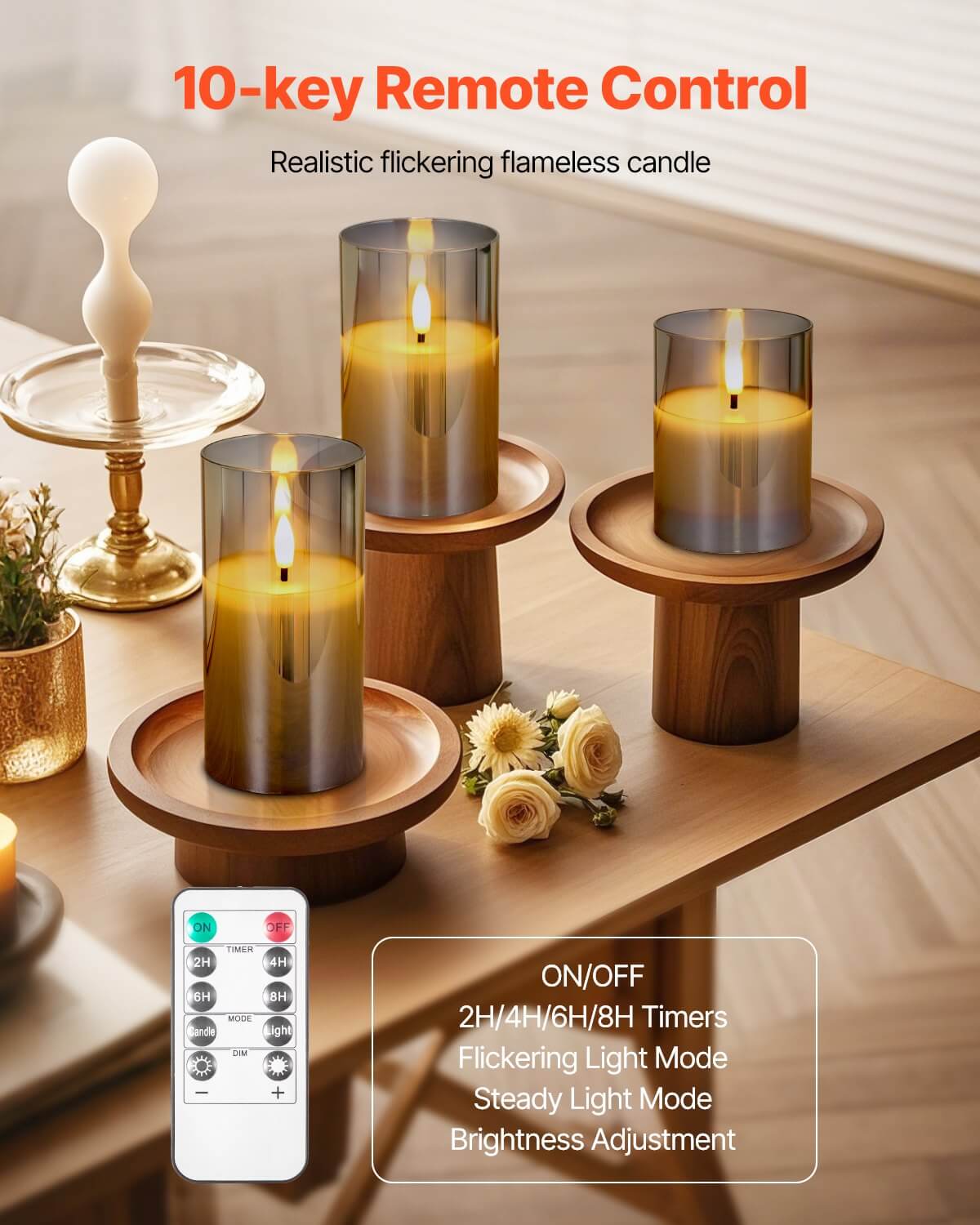 flameless LED candles with 10-key remote control