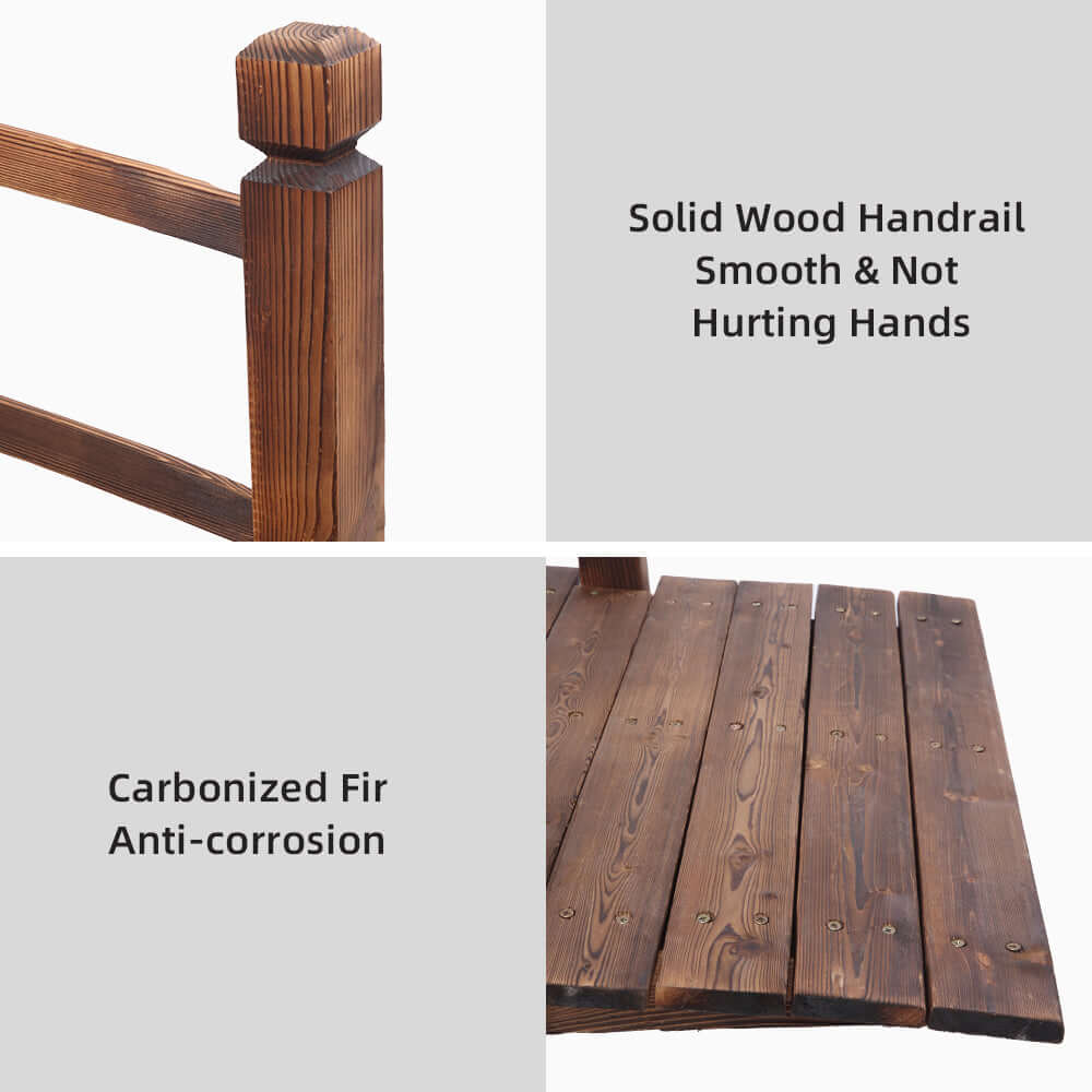 wooden garden bridge arch structure and assembly hardware detail
