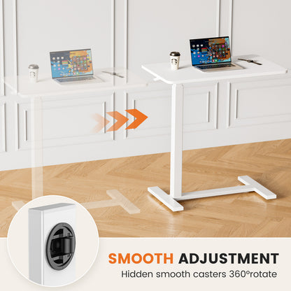 mobile laptop desk with adjustable height assembly and parts overview