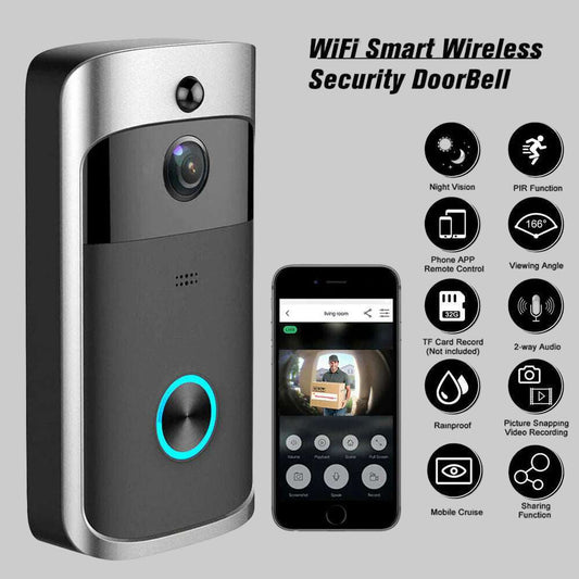 HomeGuard Smart Video Doorbell with HD video, two-way audio, night vision, motion alerts, and free cloud storage.