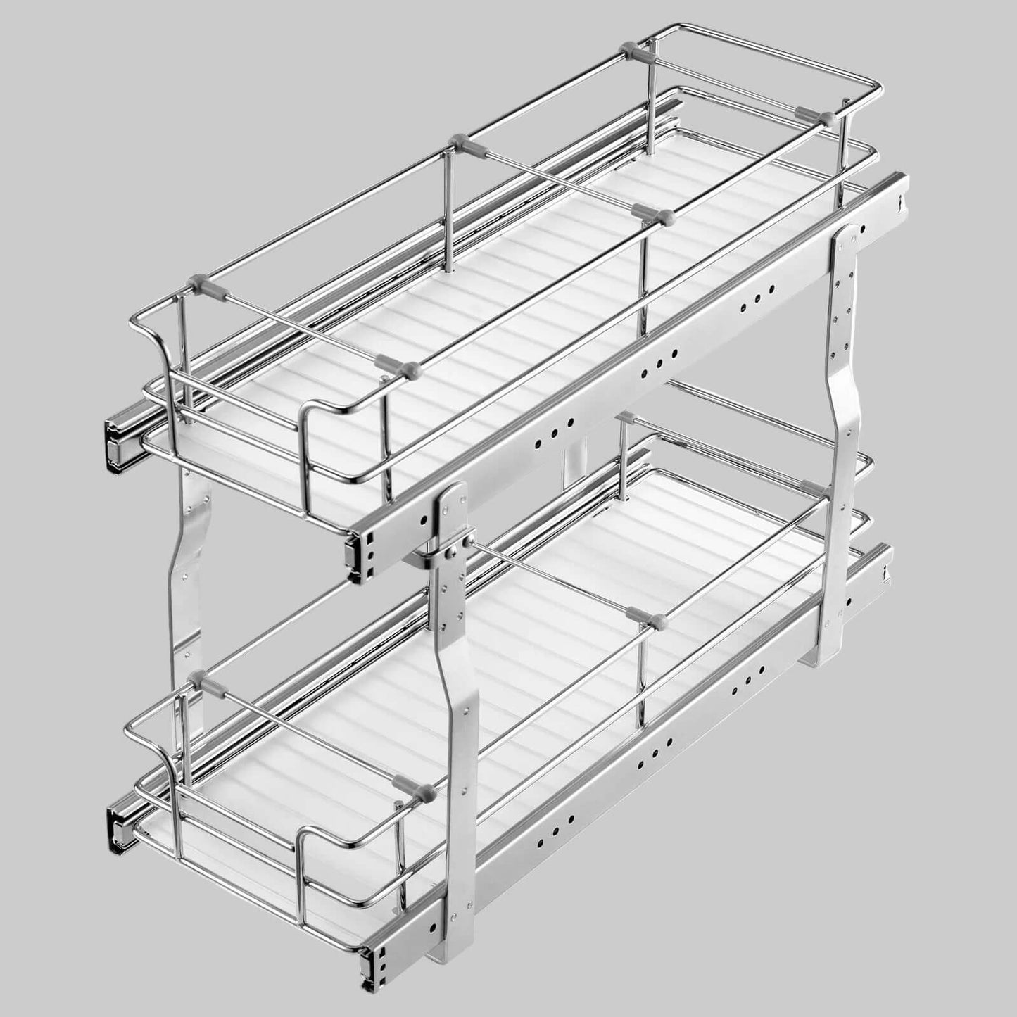 Pull out under sink organizer 2-tier wire cabinet shelf installed