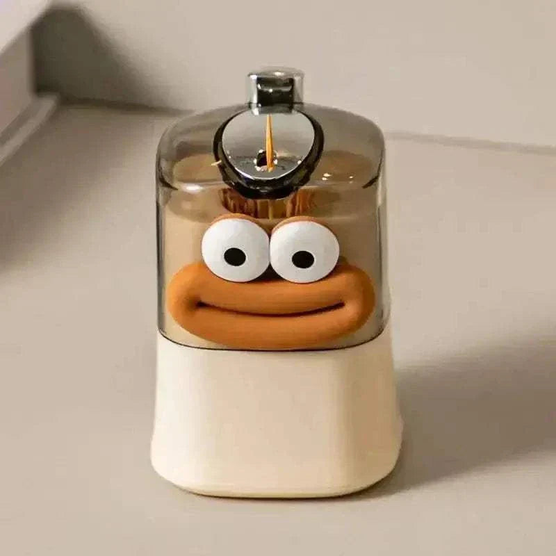 Cute pop-up toothpick holder with a friendly face and automatic dispensing feature for hygienic toothpick access.