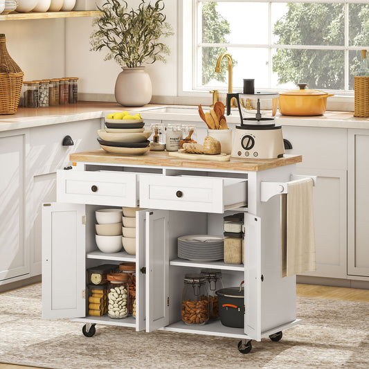 kitchen island cart on wheels white front view with drawers