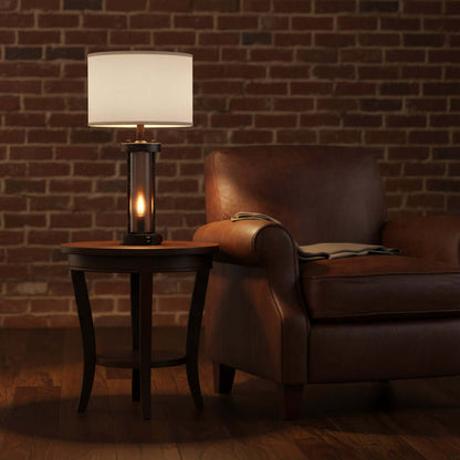 Farmhouse Bedside Table Lamps set of 2 illuminating a cozy living space with a rustic charm.
