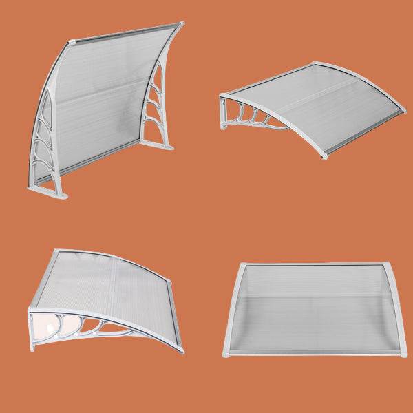Heavy-duty Weatherproof ClearDoorCanopy RainGuard Awning with durable ABS brackets and polycarbonate sheet