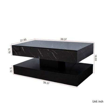 Modern black LED coffee table with storage drawer and colorful RGB lighting, dimensions 39.37x21.65x16.93 inches