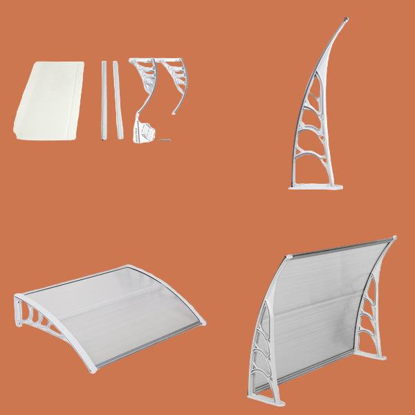 HeavyDuty RainGuard Awning clear door canopy with ABS brackets and polycarbonate shield for rain and sun protection