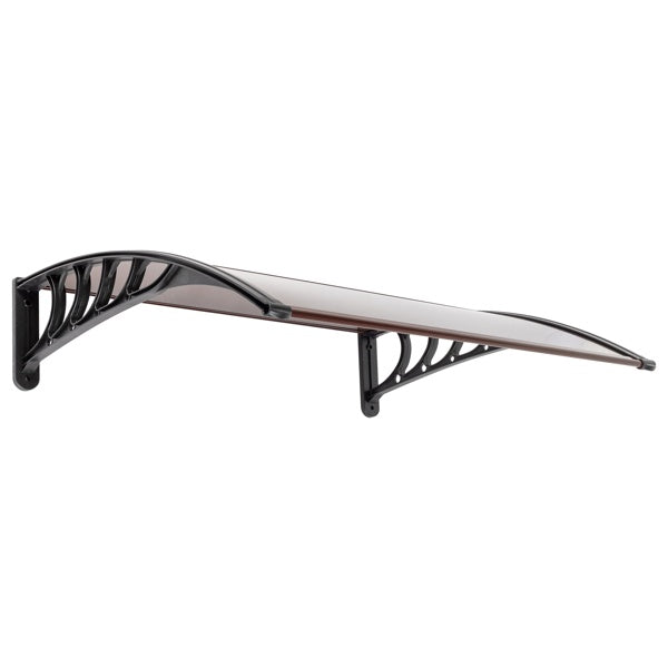 Door Window Rain Cover Eaves Canopy black holder and mounting hardware detail