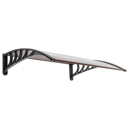 Door Window Rain Cover Eaves Canopy black holder and mounting hardware detail