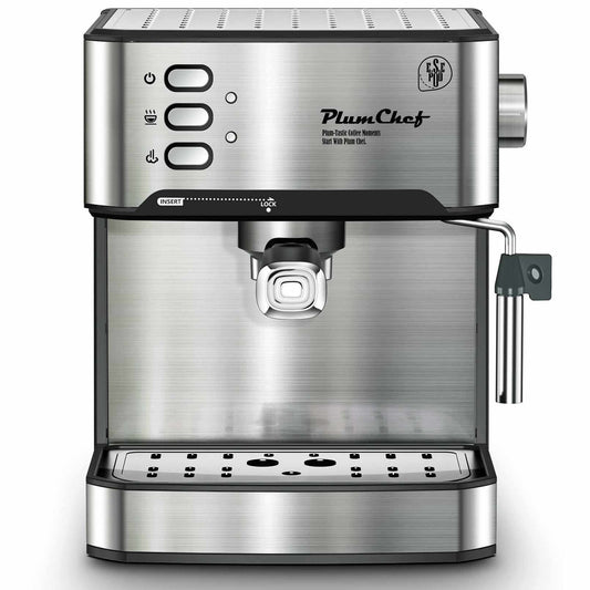 Home Barista Espresso Master stainless steel espresso machine with steam wand and pressure gauge