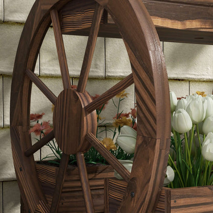 wooden wagon planter box outdoor 3-tier herb and vegetable garden