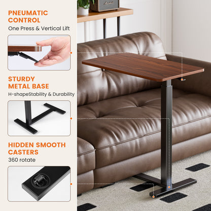 mobile laptop desk with adjustable height being used in bed for remote work