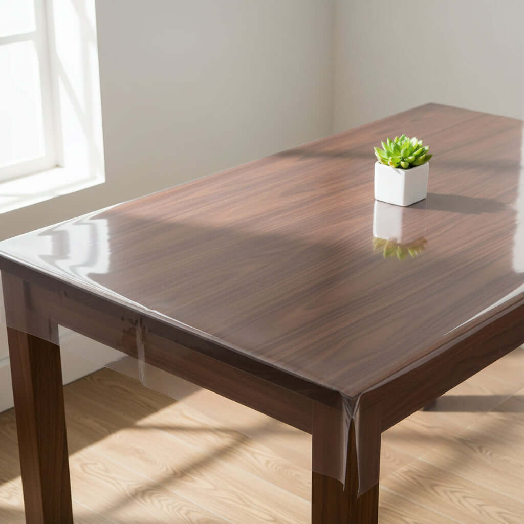 Clear table protector 42x72 inch PVC cover on dining table
