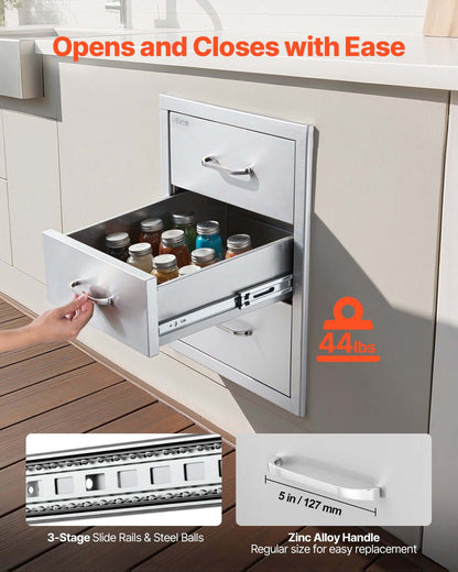outdoor kitchen drawer cabinet triple-access side panel