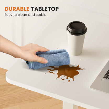 mobile laptop desk with adjustable height in living room with laptop and coffee