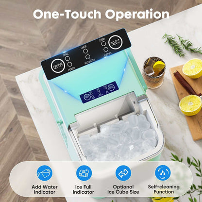QuickChill Portable Ice Maker with one-touch operation and bullet ice cubes