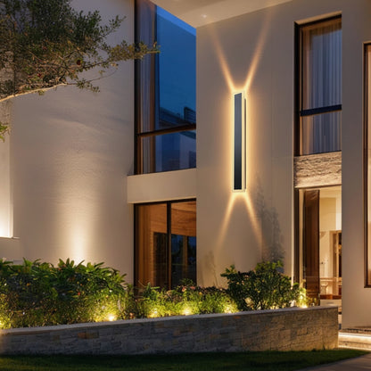 outdoor wall light strip 23 inch warm white mounted on house exterior