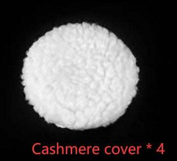 Close-up of a white cashmere cover for effortless kitchen scrubber brush head, soft lambskin flannel material