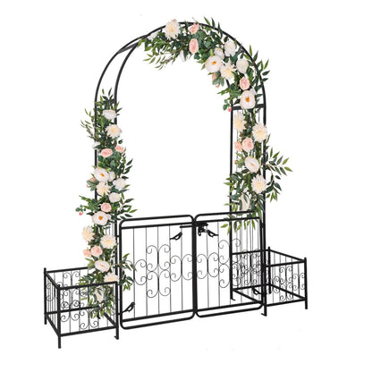 garden arch 86 inch height scale reference with person walking through