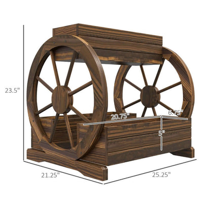 wooden wagon planter box side view raised garden bed outdoors