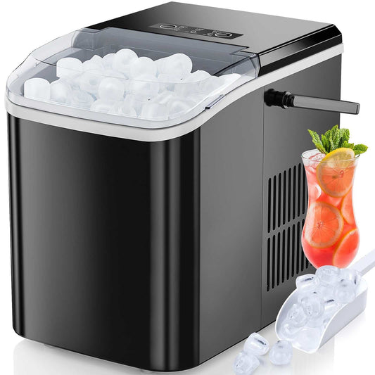 QuickChill portable ice maker with transparent lid producing bullet-shaped ice cubes quickly