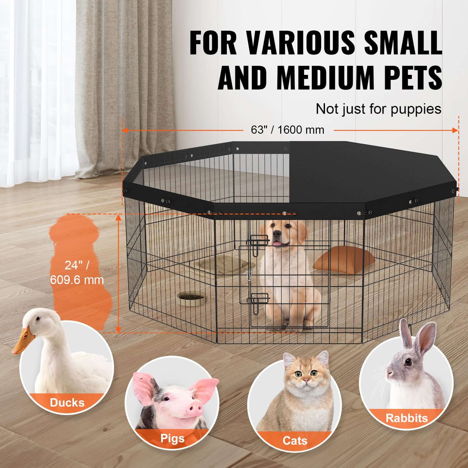 dog playpen foldable metal panels assembled square shape
